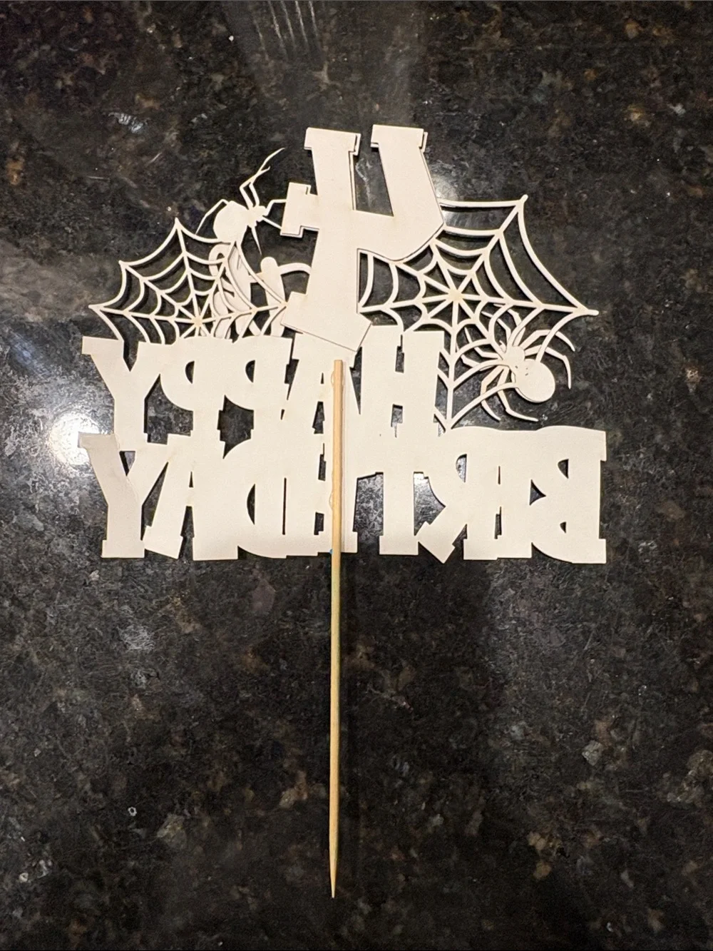 4th Happy Birthday Glitter Cake Topper - Red & Blue Spider Theme